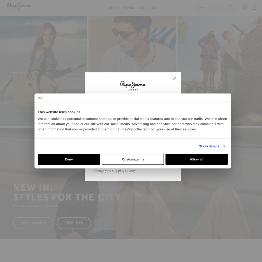pepejeans.com homepage screenshot