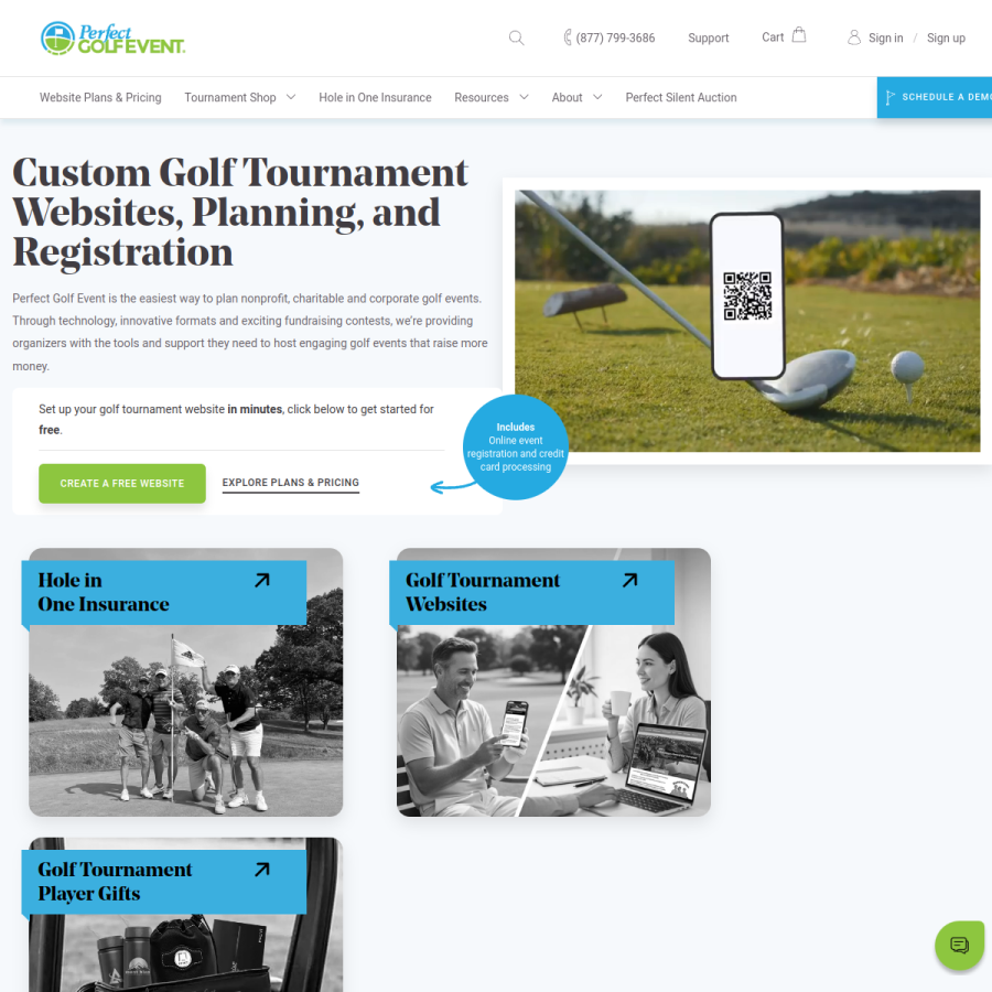 perfectgolfevent.com homepage screenshot