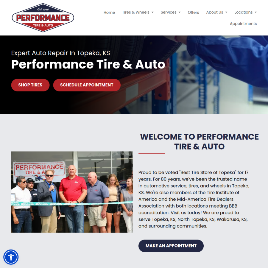 performancetopeka.com homepage screenshot