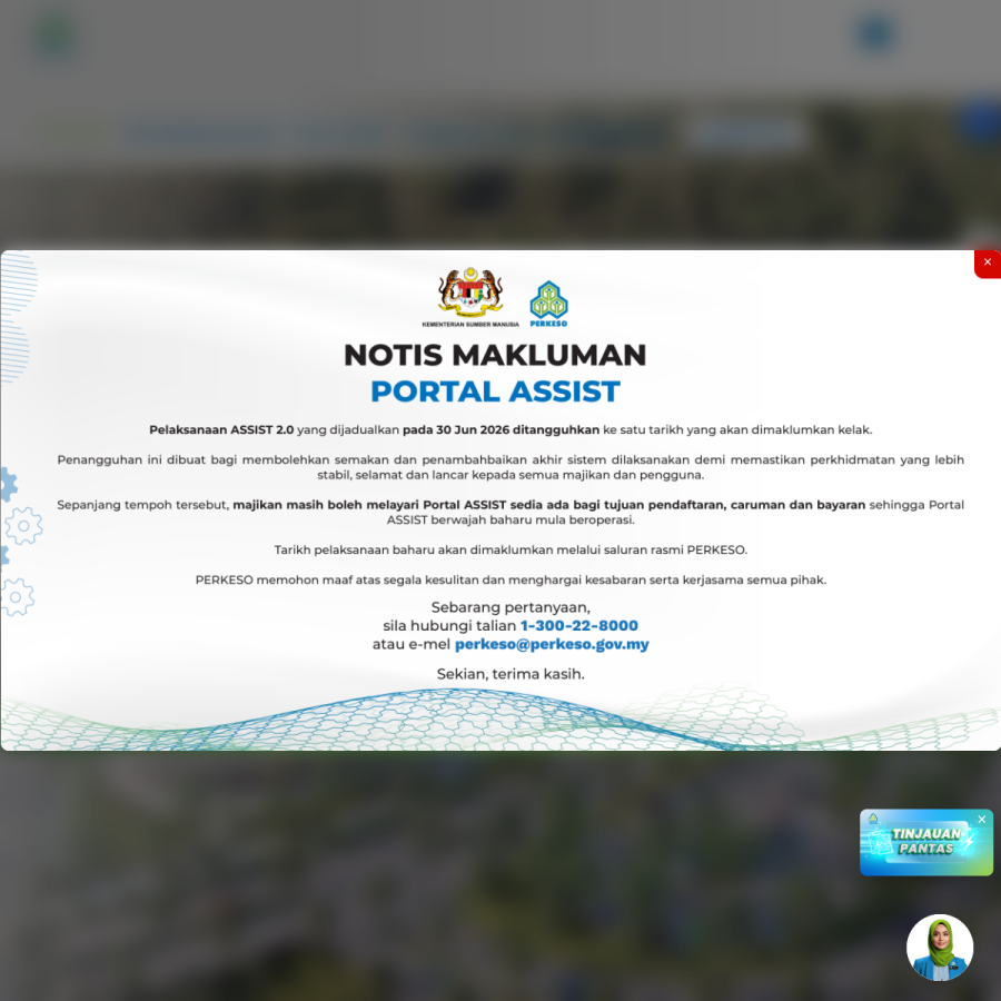 perkeso.gov.my homepage screenshot