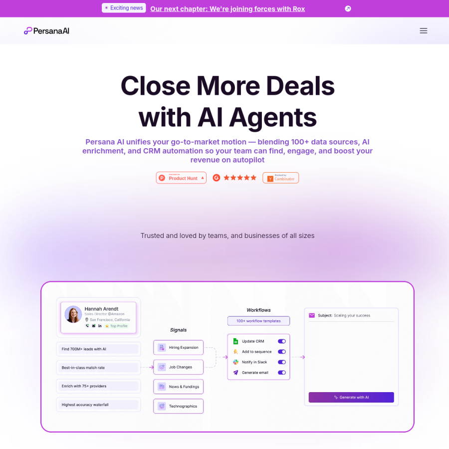 persana.ai homepage screenshot