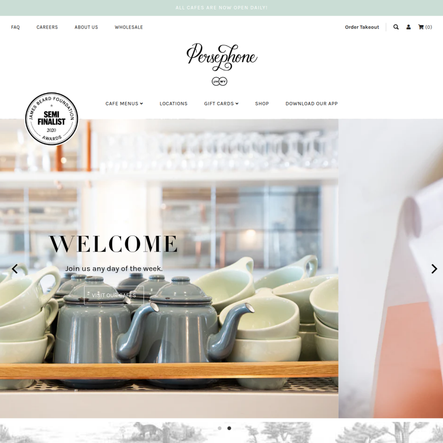 persephonebakery.com homepage screenshot