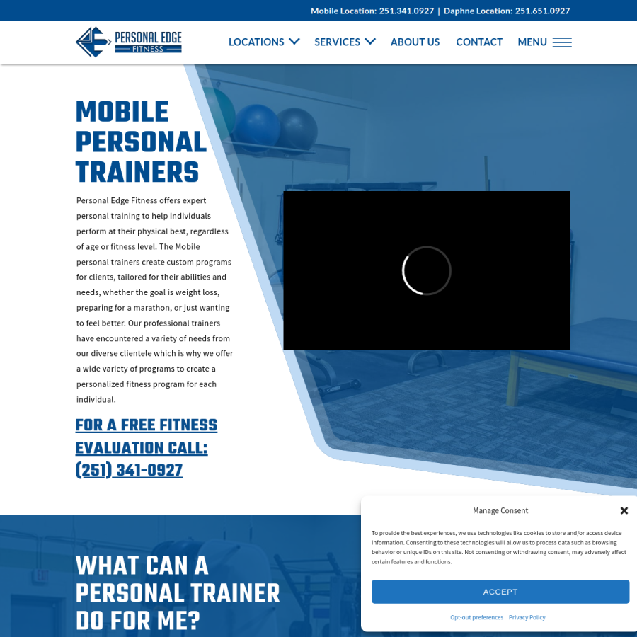 personaledgefitness.com homepage screenshot