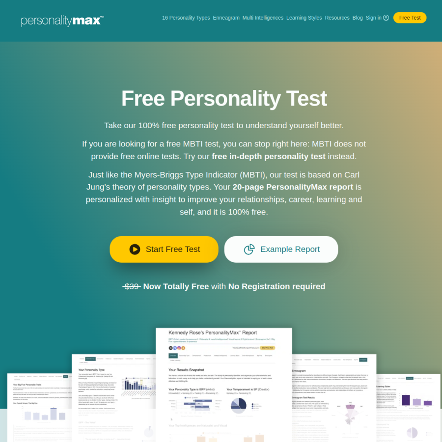 personalitymax.com homepage screenshot