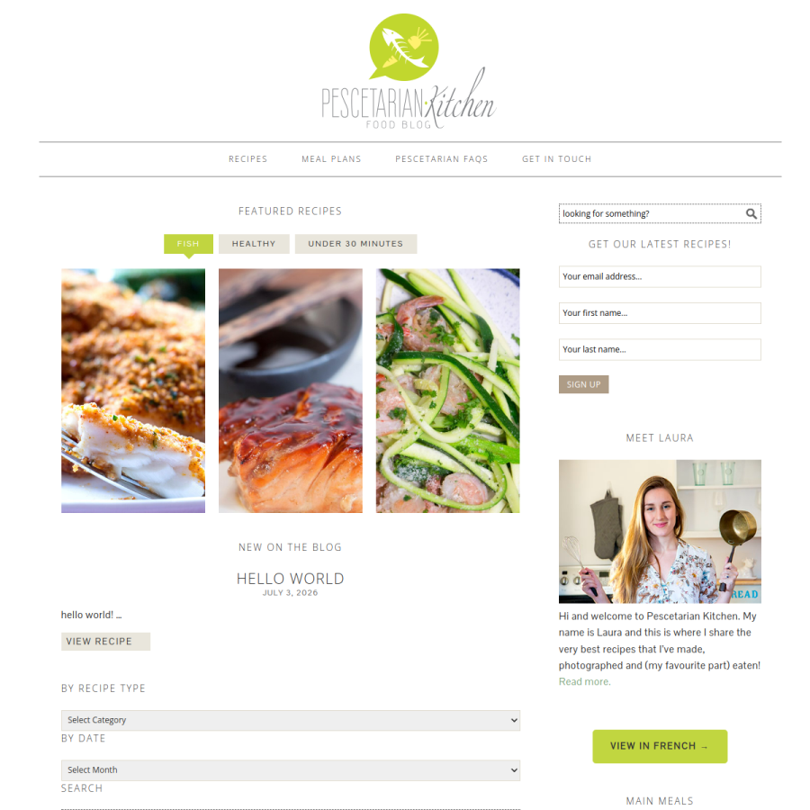 pescetarian.kitchen homepage screenshot