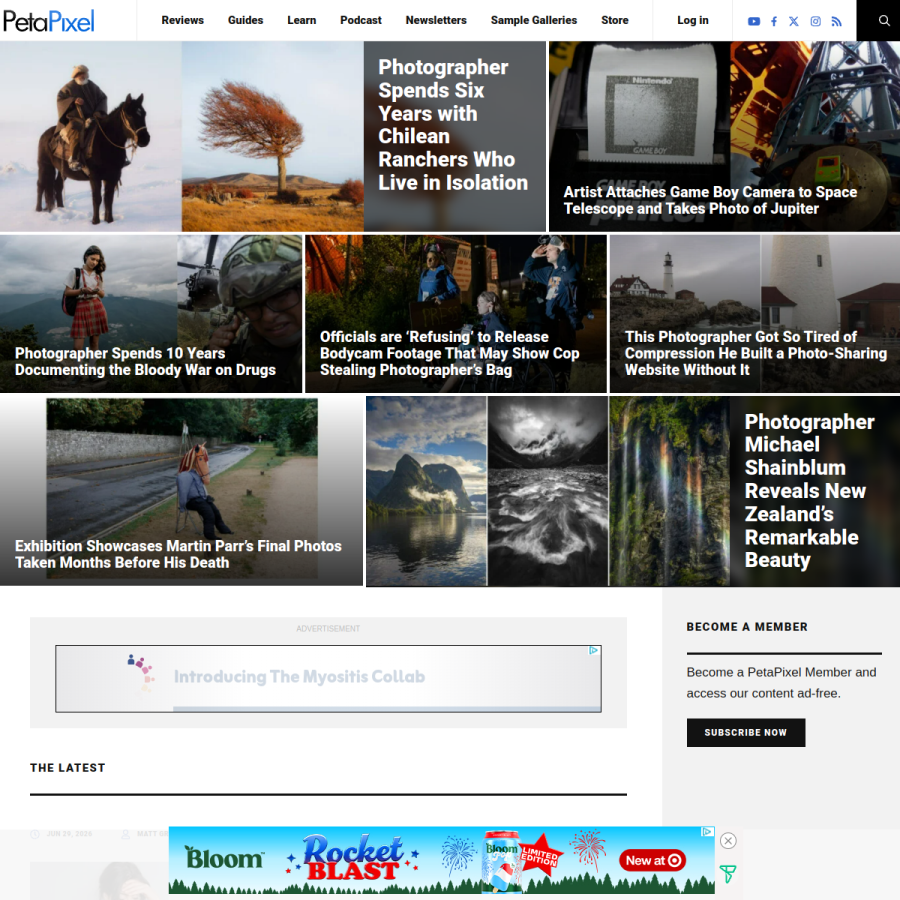 petapixel.com homepage screenshot