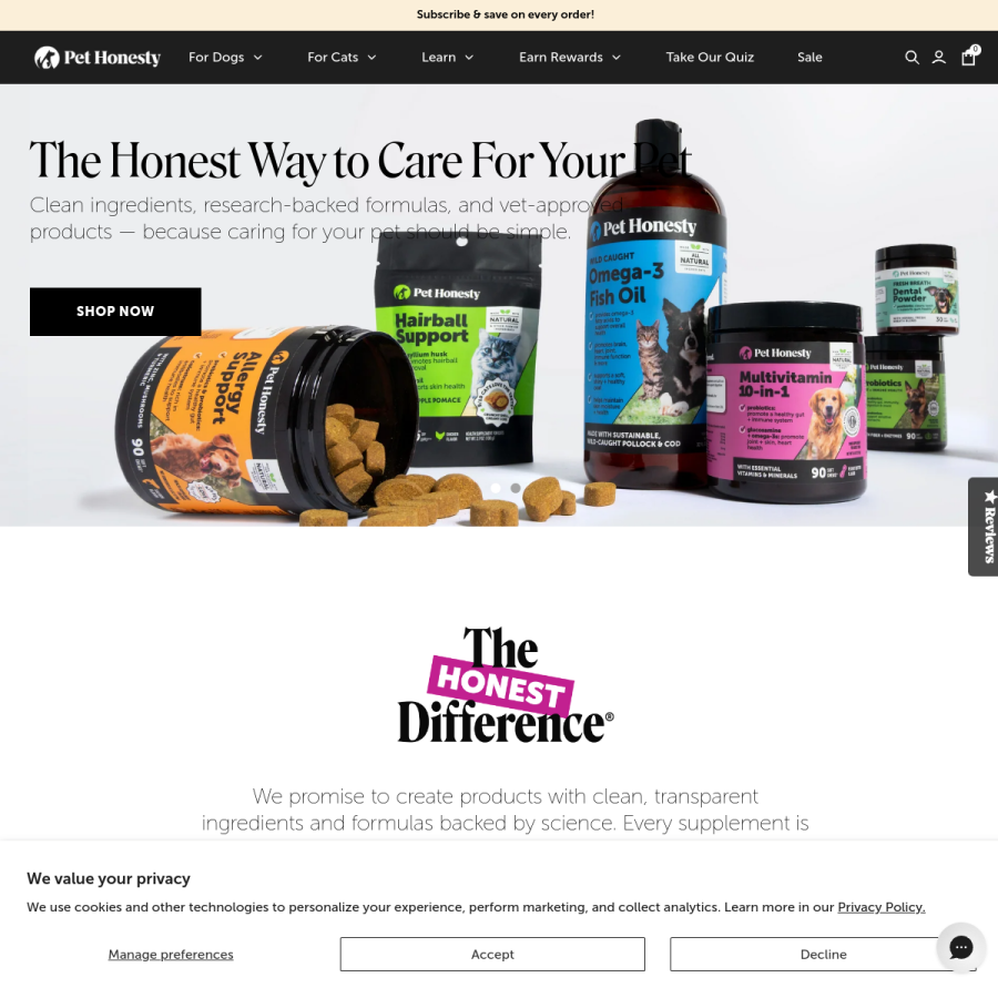 pethonesty.com homepage screenshot