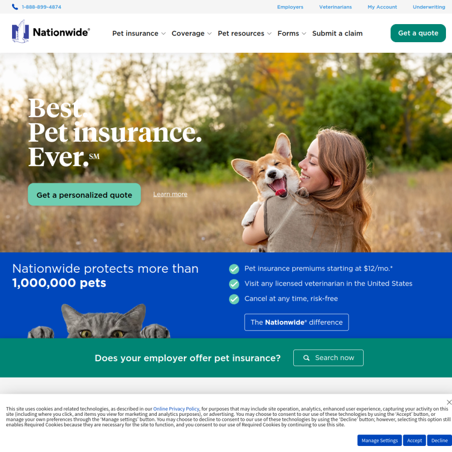 petinsurance.com homepage screenshot