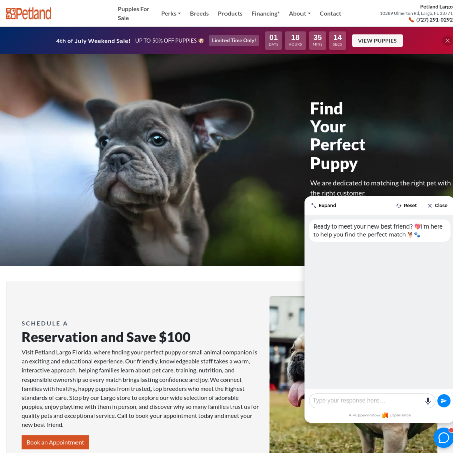 petlandflorida.com homepage screenshot