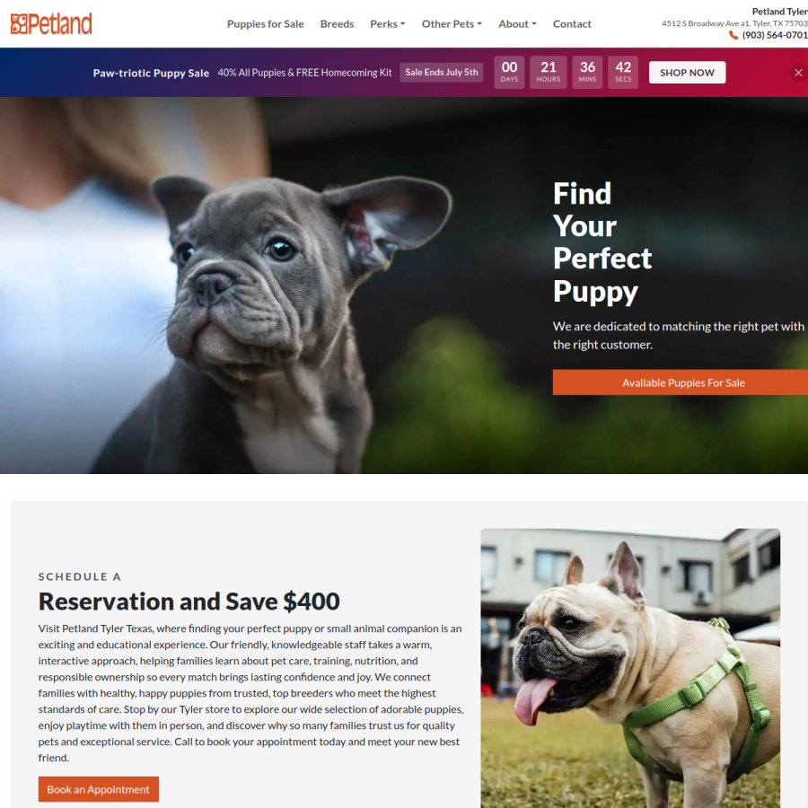 petlandtexas.com homepage screenshot