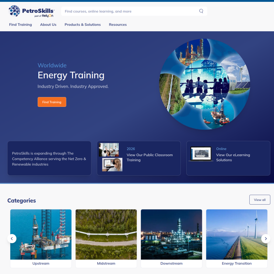 petroskills.com homepage screenshot