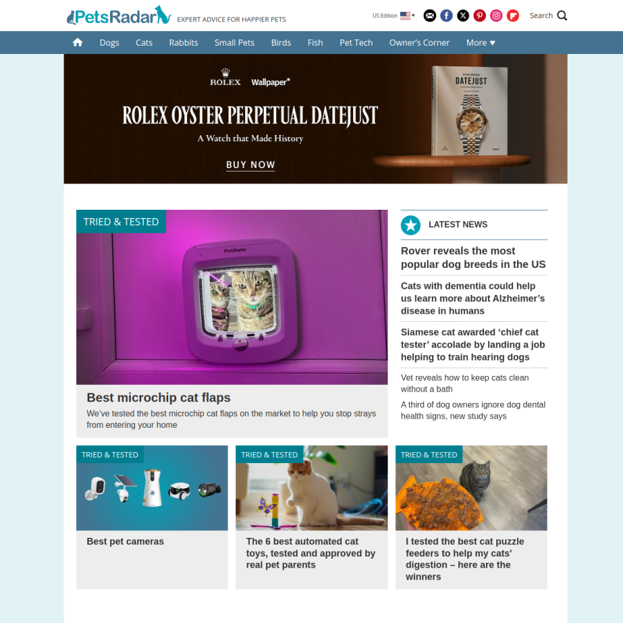 petsradar.com homepage screenshot