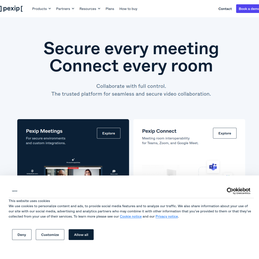 pexip.com homepage screenshot