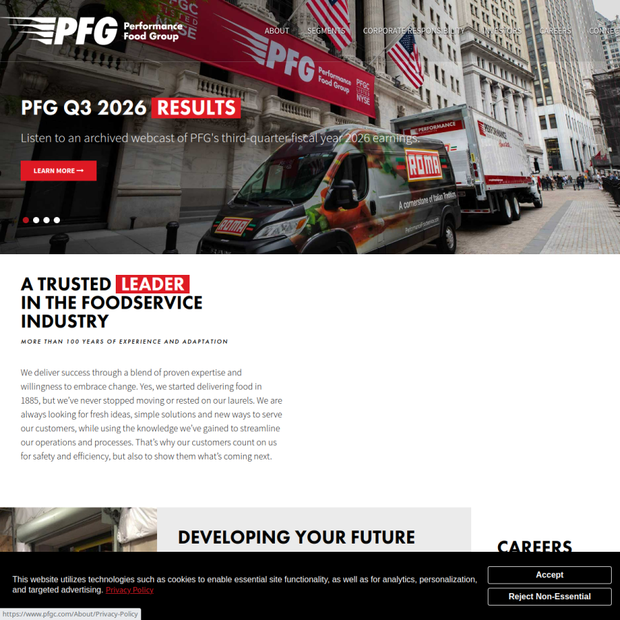 pfgc.com homepage screenshot