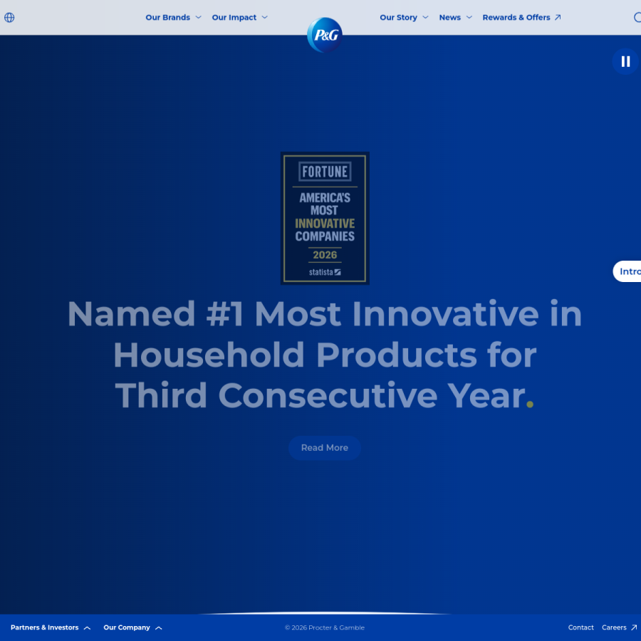 pg.com homepage screenshot