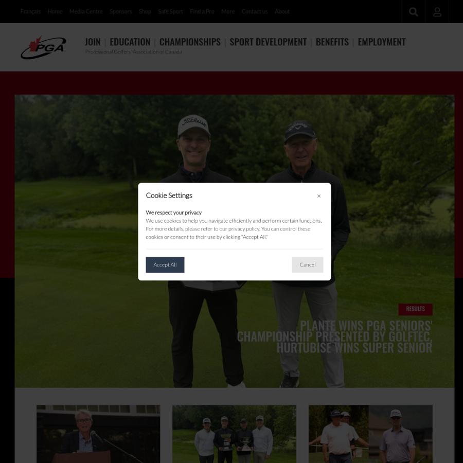 pgaofcanada.com homepage screenshot
