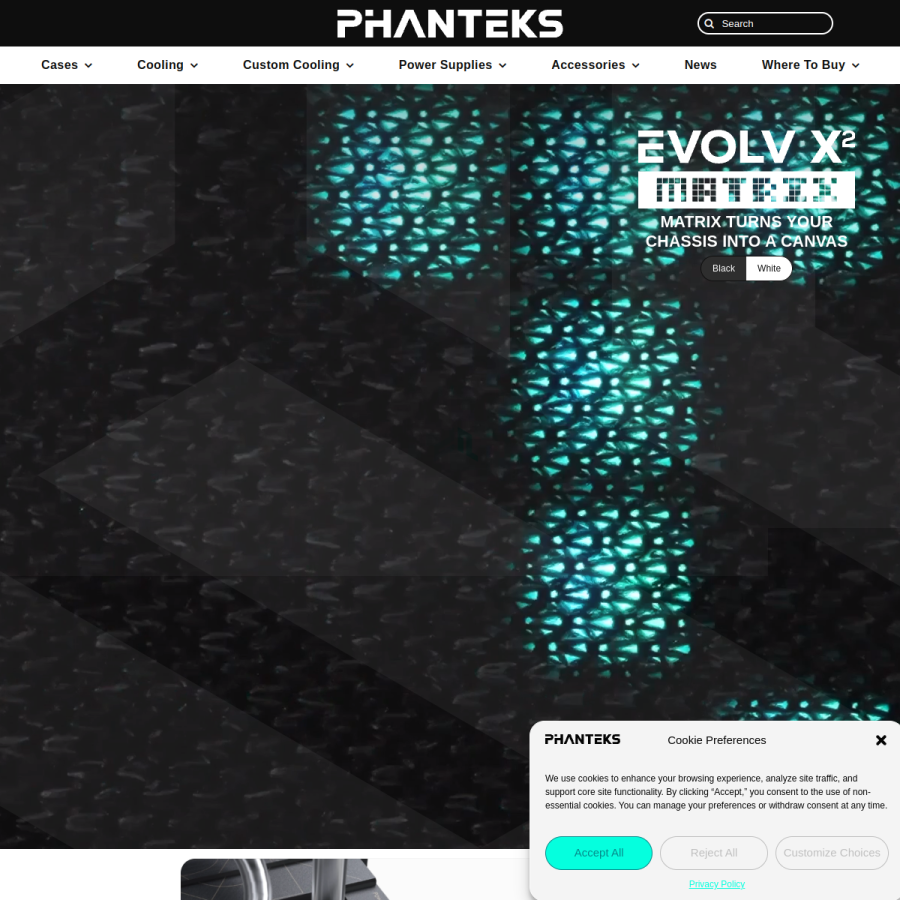 phanteks.com homepage screenshot