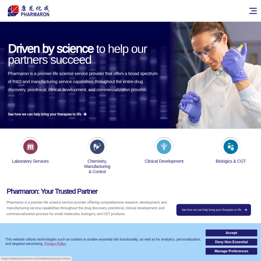 pharmaron.com homepage screenshot