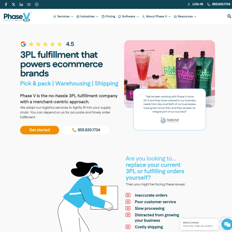 phasev.com homepage screenshot