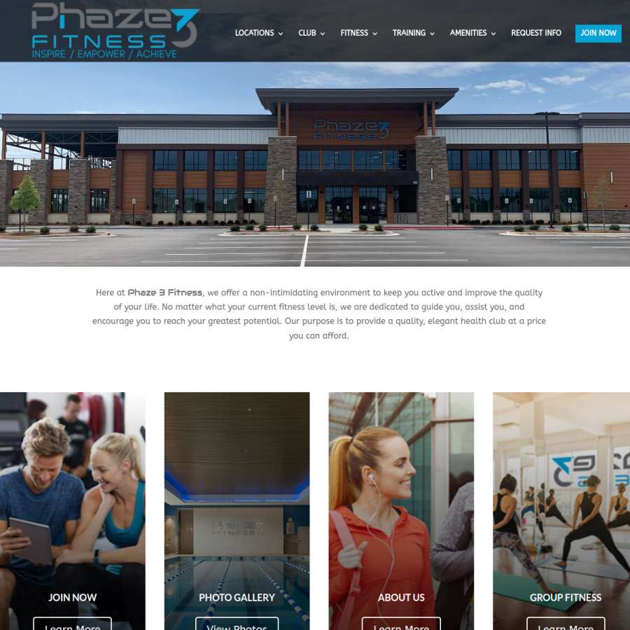 phaze3fitness.com homepage screenshot