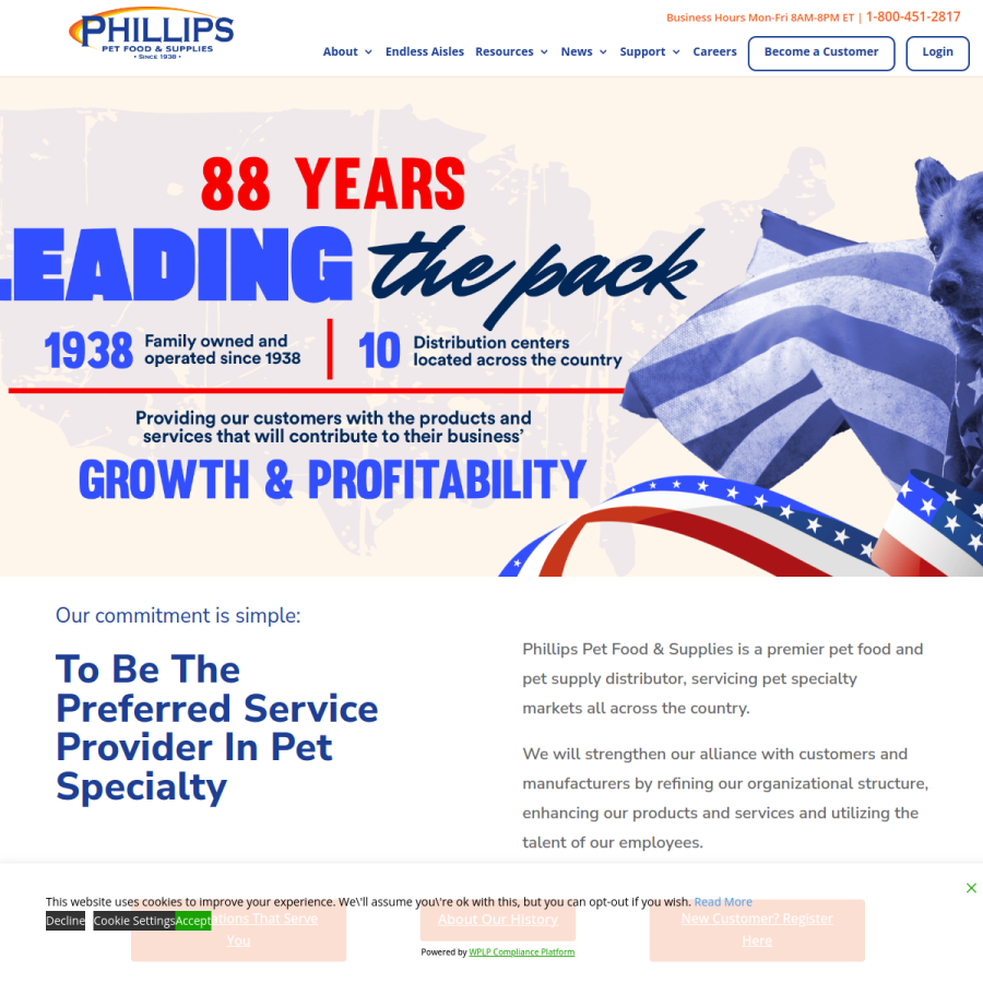 phillipspet.com homepage screenshot
