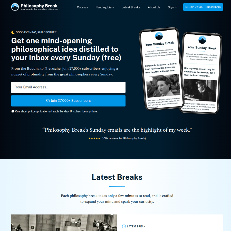 philosophybreak.com homepage screenshot