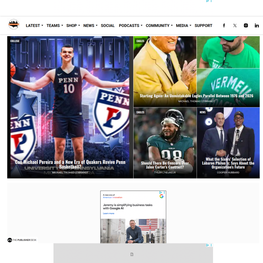 phlsportsnation.com homepage screenshot
