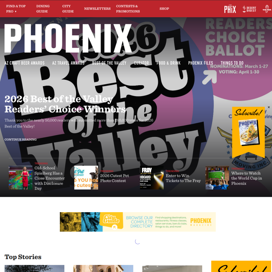 phoenixmag.com homepage screenshot
