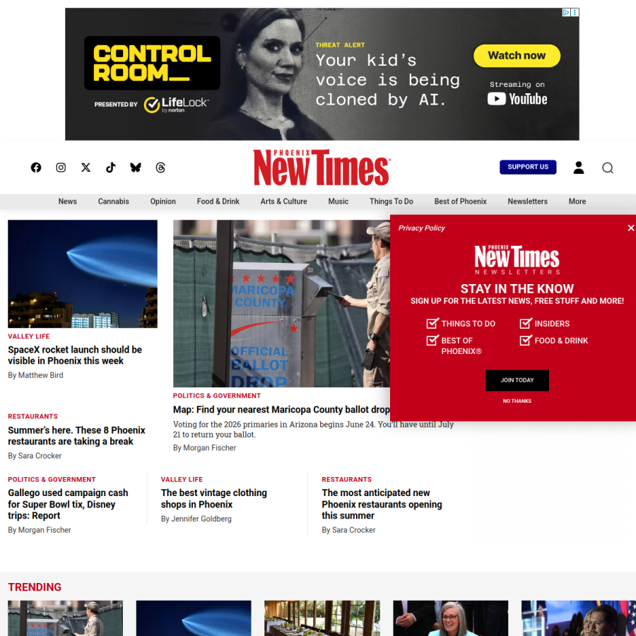 phoenixnewtimes.com homepage screenshot