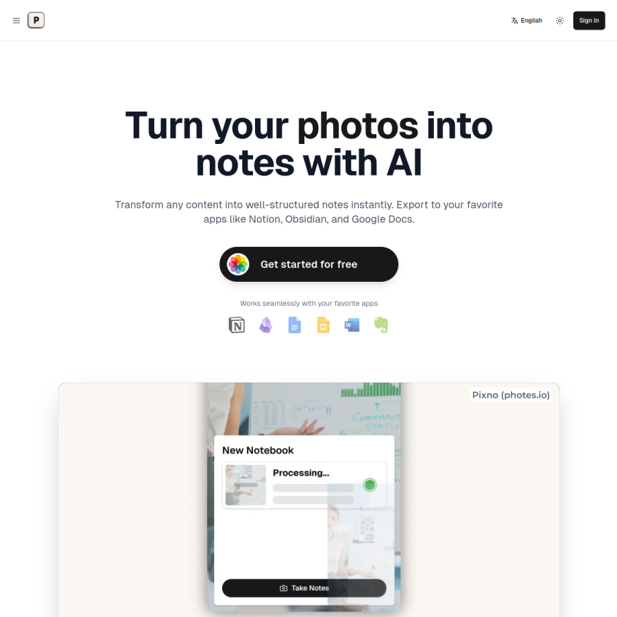 photes.io homepage screenshot