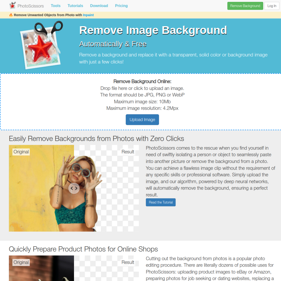 photoscissors.com homepage screenshot