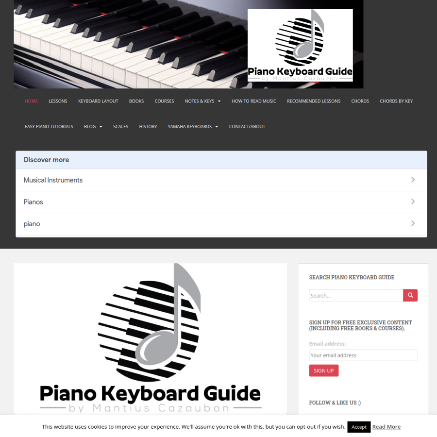 piano-keyboard-guide.com homepage screenshot