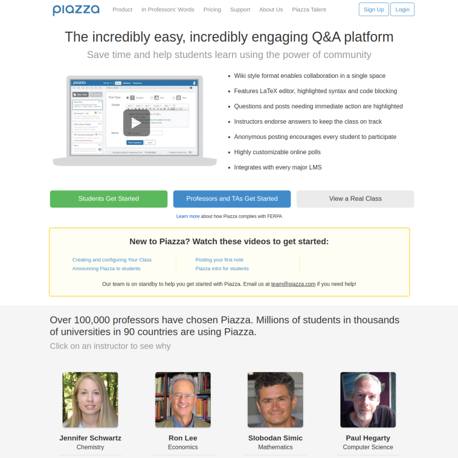 piazza.com homepage screenshot