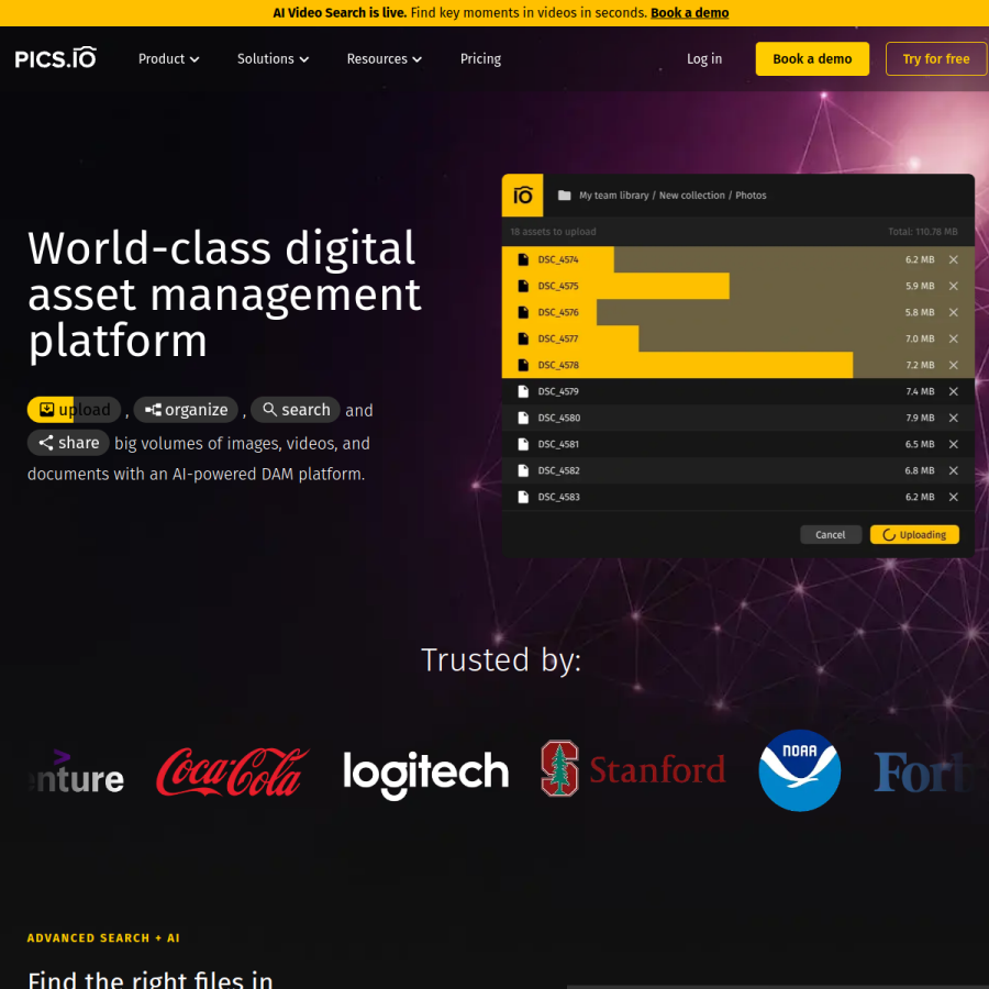 pics.io homepage screenshot