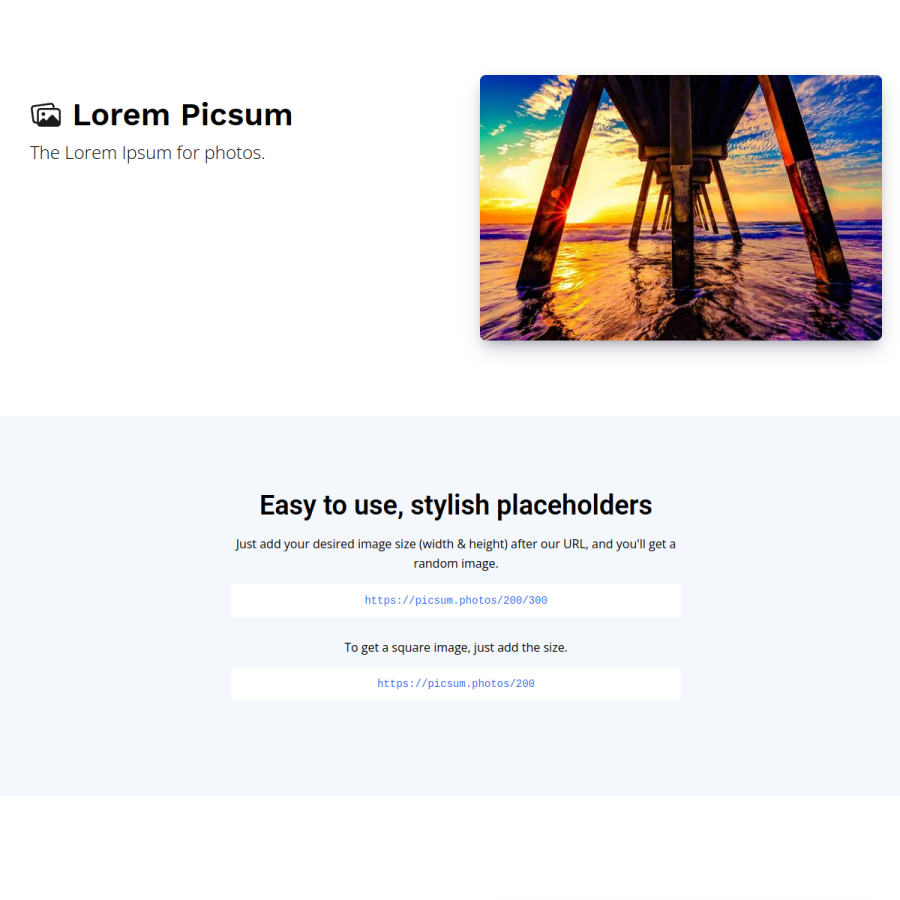 picsum.photos homepage screenshot