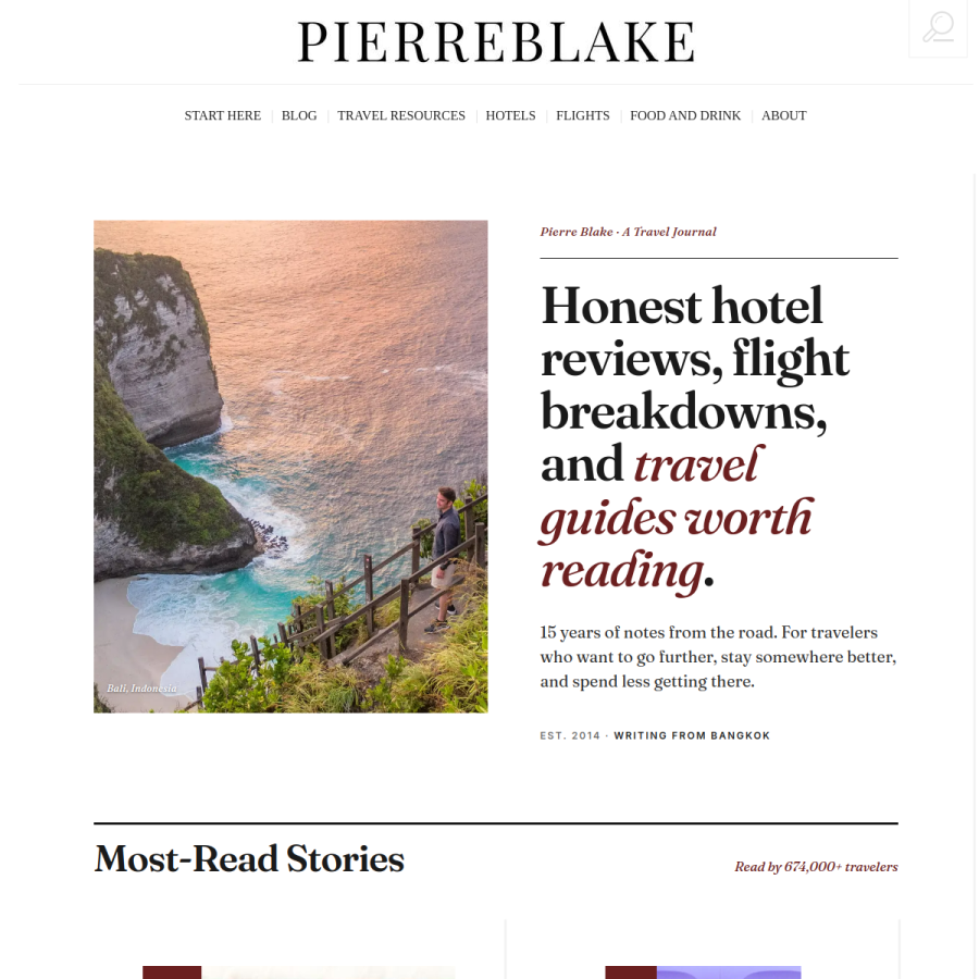 pierreblake.com homepage screenshot
