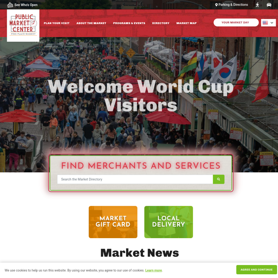 pikeplacemarket.org homepage screenshot
