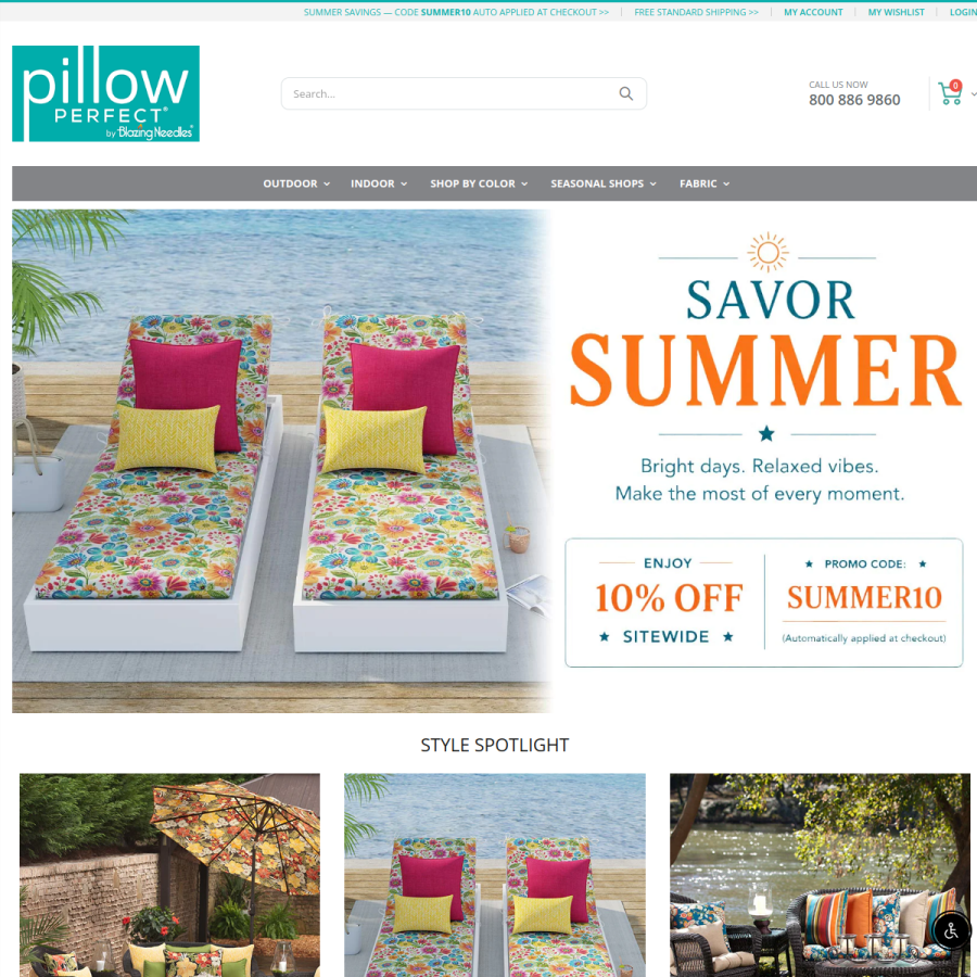 pillowperfect.com homepage screenshot