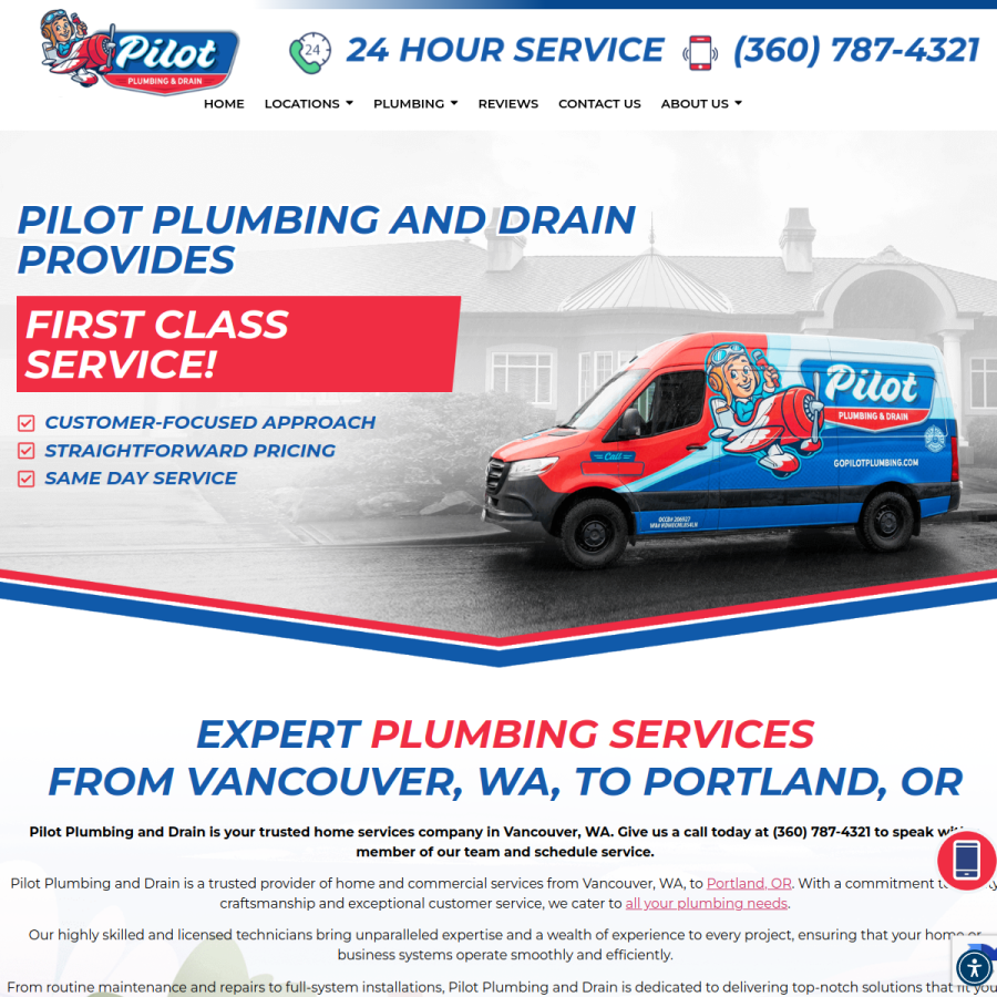 pilotplumbinganddrain.com homepage screenshot