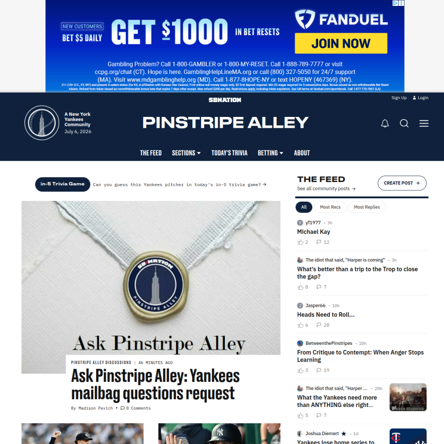 pinstripealley.com homepage screenshot