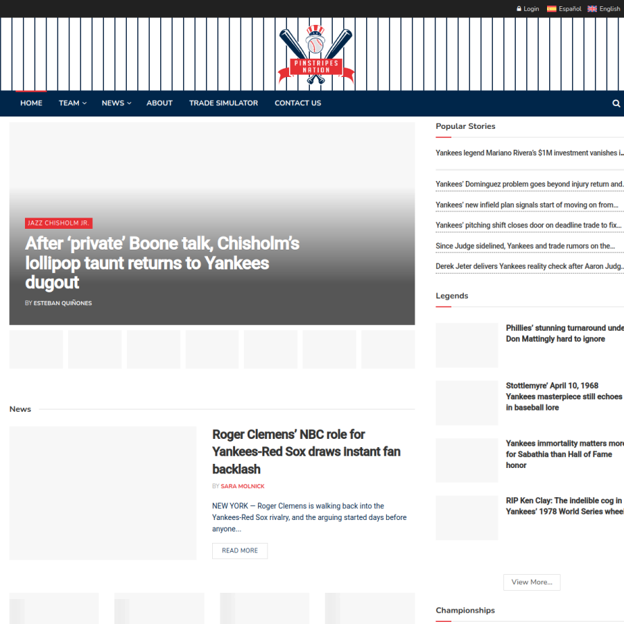 pinstripesnation.com homepage screenshot
