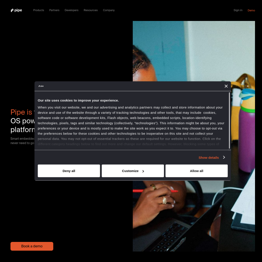 pipe.com homepage screenshot