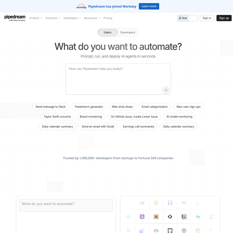 pipedream.com homepage screenshot