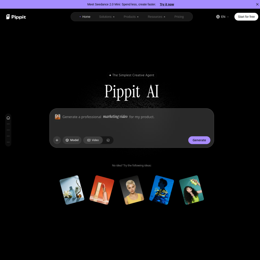 pippit.ai homepage screenshot