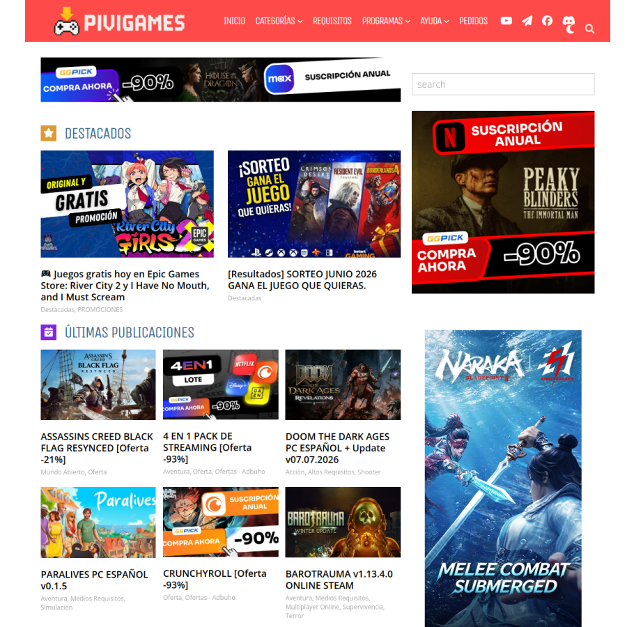 pivigames.blog homepage screenshot