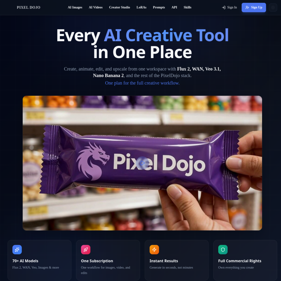 pixeldojo.ai homepage screenshot
