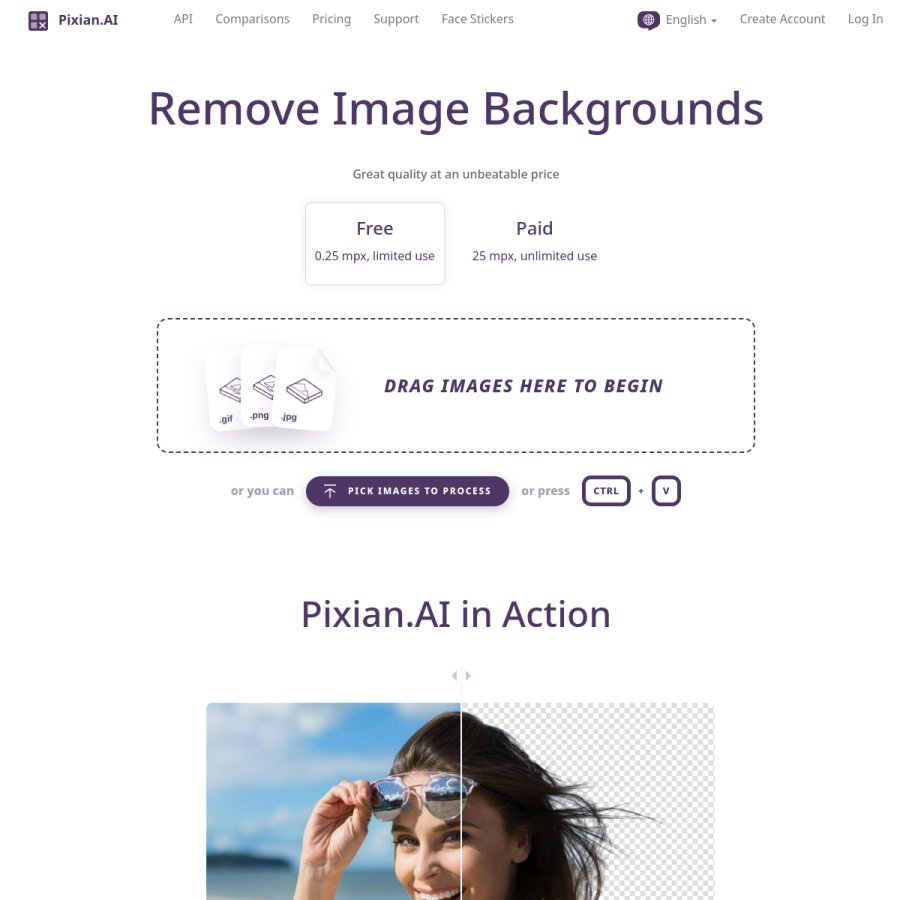 pixian.ai homepage screenshot
