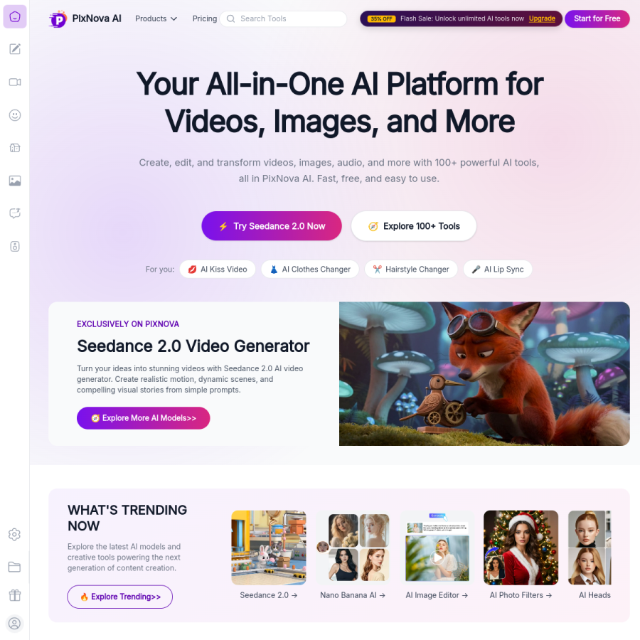 pixnova.ai homepage screenshot