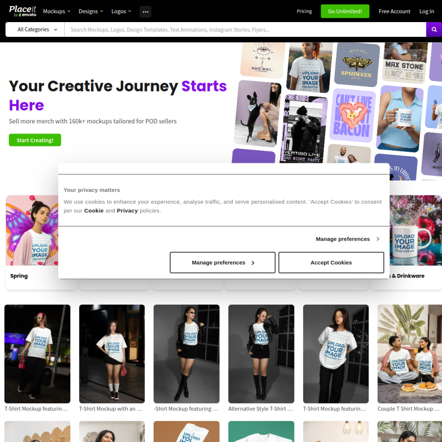 placeit.net homepage screenshot