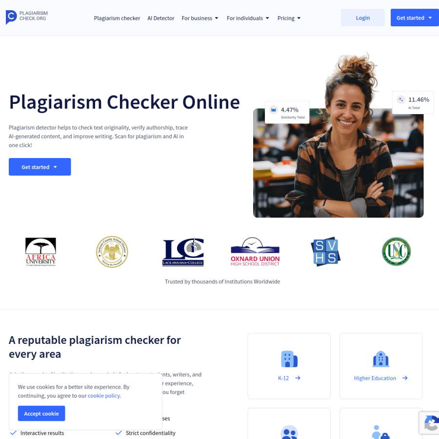 plagiarismcheck.org homepage screenshot